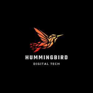 Orange-Black-Hummingbird-Tech-Digital-Bird-Logo-Template